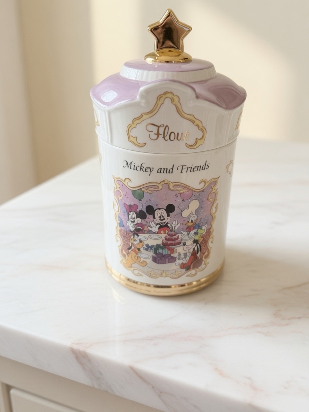 Lenox Disney Mickey & Friends Flour Canister 1997 Porcelain Kitchen Canister